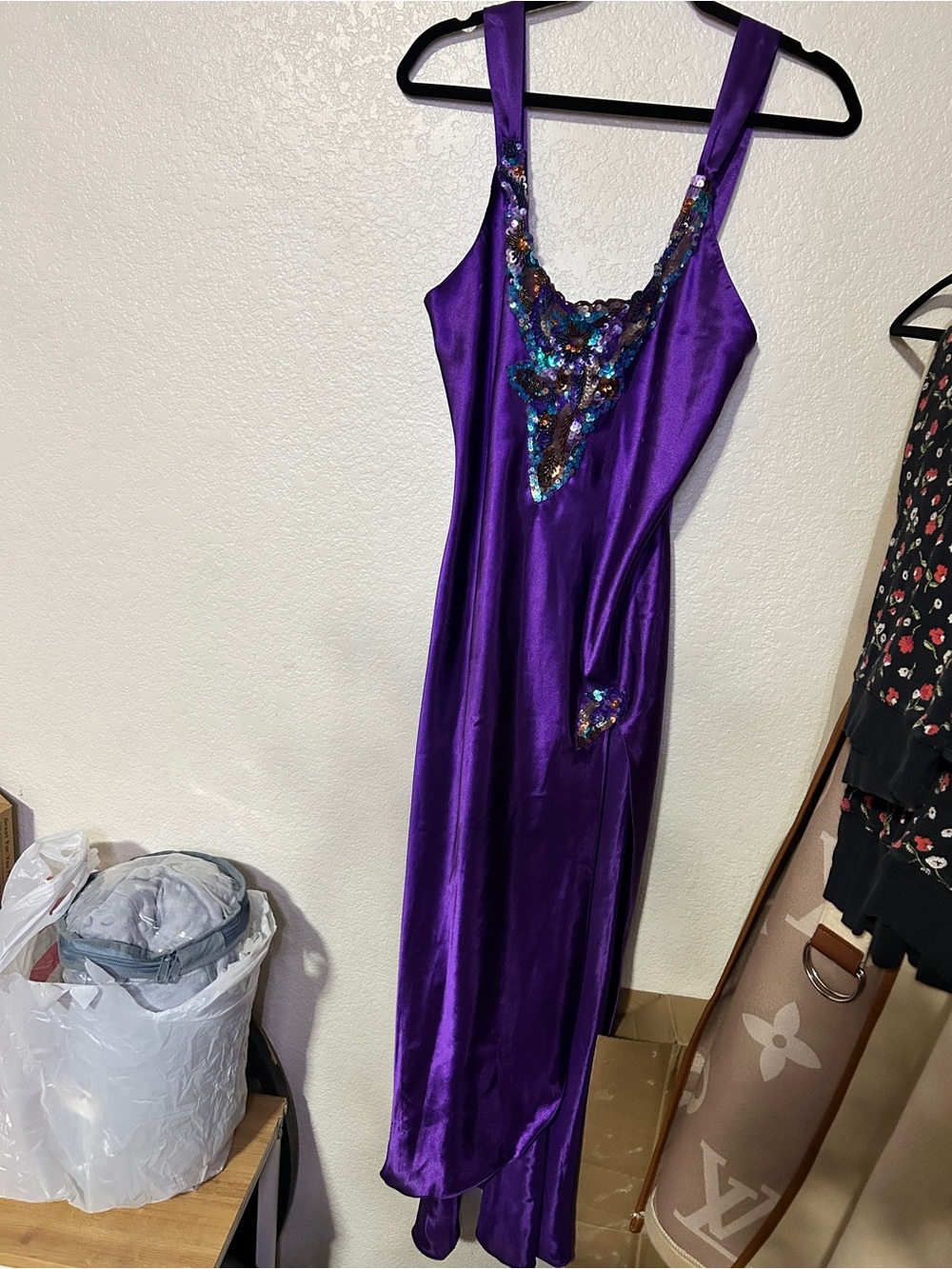 Vintage Purple Sequin-Embellished Victoria’s Secret Slip Dress